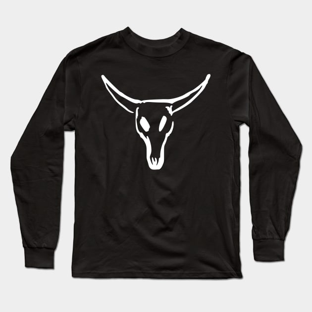 Bison Skull (white) Long Sleeve T-Shirt by Kyarwon